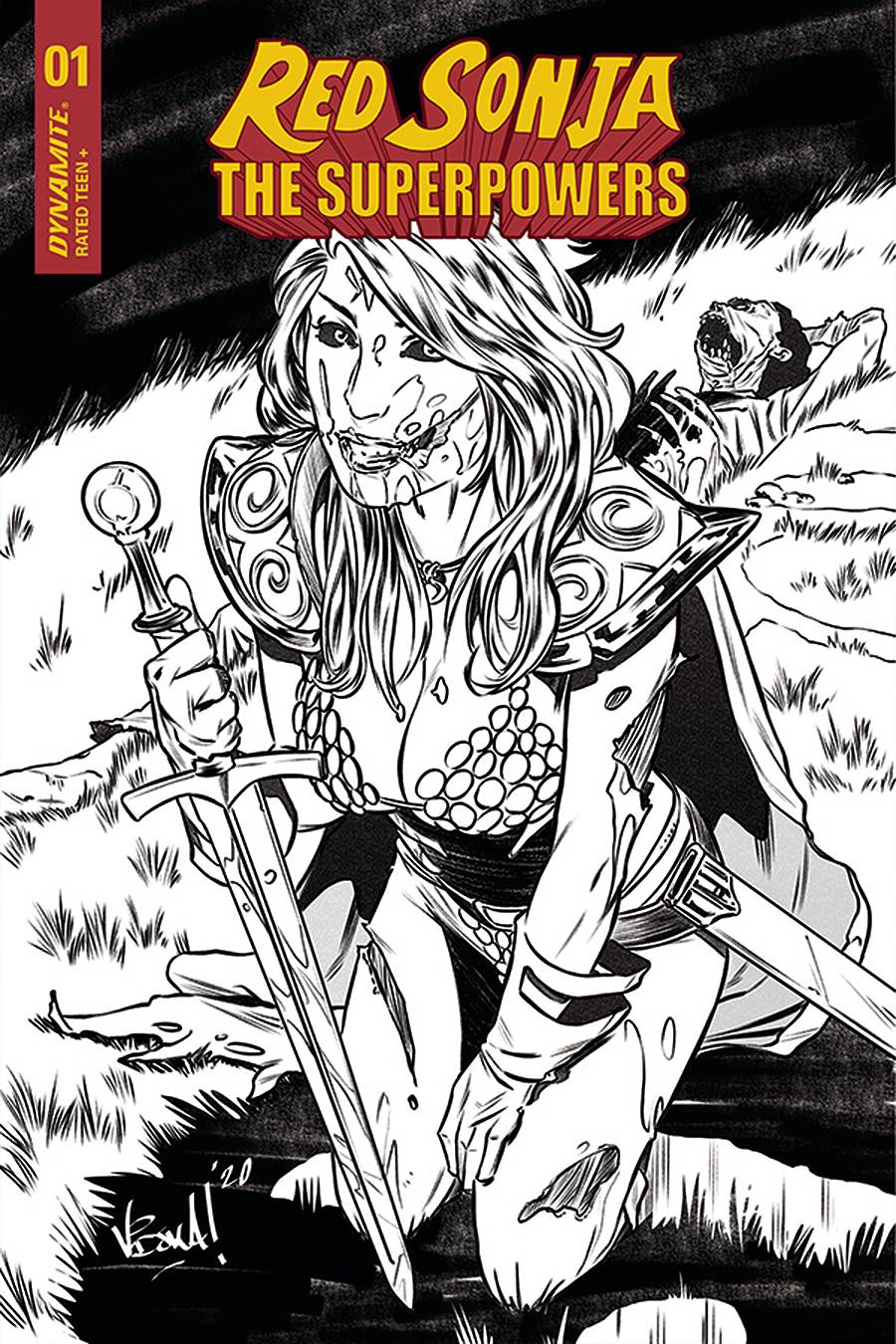(RATIOS) RED SONJA THE SUPERPOWERS #1 FEDERICI ZOMBIE B&W INC (1:15)(1/13/2021) (1:15)