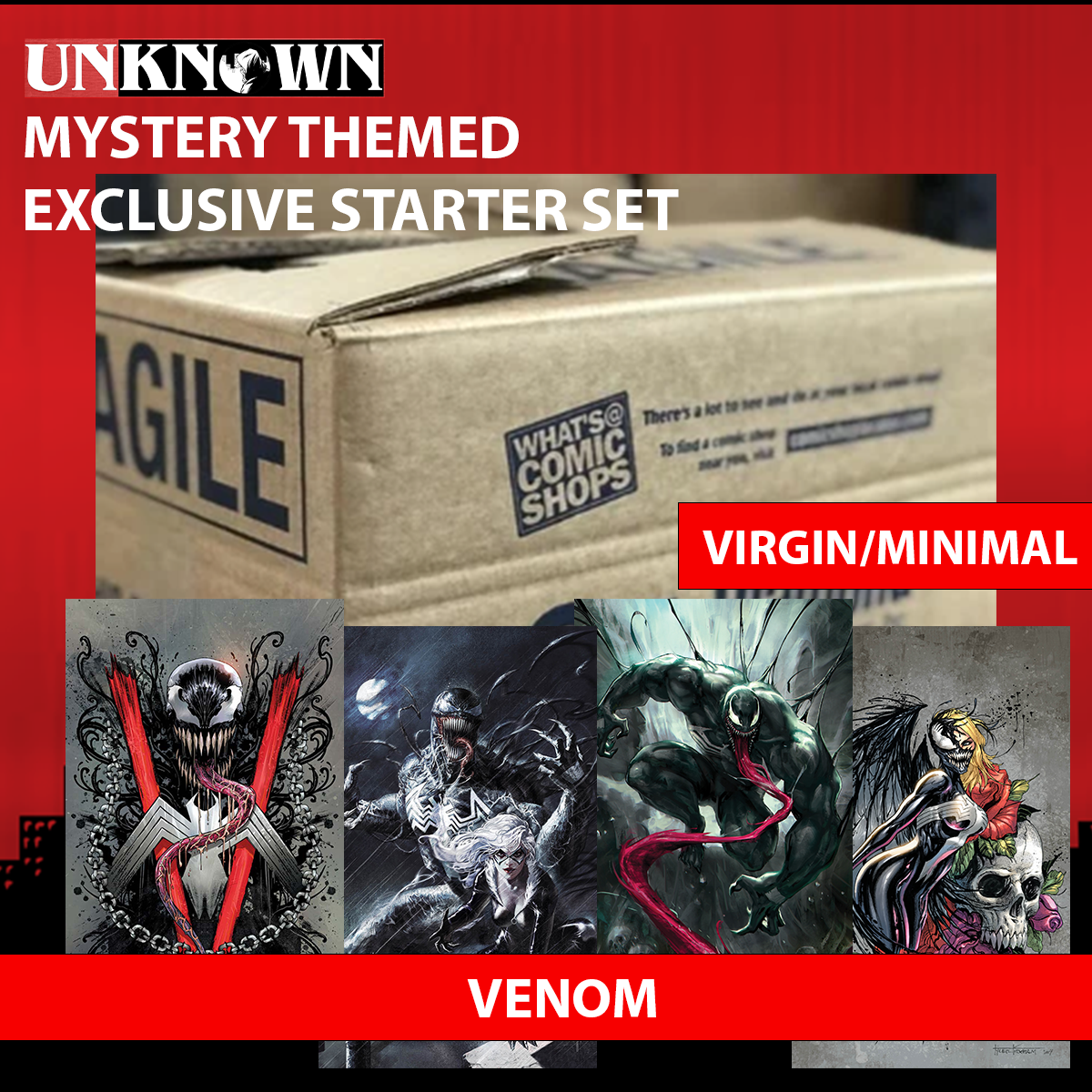 UNKNOWN COMICS MYSTERY THEMED 👉VENOM STORE EXCLUSIVE STARTER SET: MIXED CASE OF EXCLUSIVE COMIC BOOKS 👉VIRGIN / MINIMAL ESTIMATED 120-200 COMICS (12/06/2023)